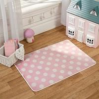 flair rugs nursery print polka dots childrens rug pink 70 x 100 cm
