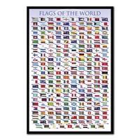 Flags Of The World Poster Black Framed - 96.5 x 66 cms (Approx 38 x 26 inches)