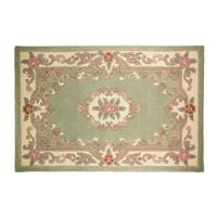 Flair Rugs Lotus Premium Aubusson Traditional 100% Wool Rug, Green, 75 x 150 Cm