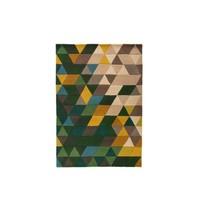 Flair Rugs Illusion Prism 100% Wool Hand Tufted Rug, Green/Multi, 80 x 150 Cm