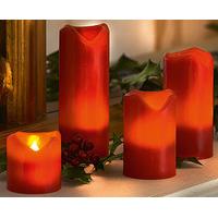 flame free led wax pillar candles 4 red wax