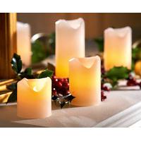 Flame-free LED Wax Pillar Candles (4), Ivory, Wax