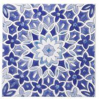 Fleur Blue Ceramic Wall Tile (L)200mm (W)200mm