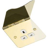 floor sockets 1 gang 13a unswitched socket polished brass e32002