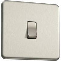 Flatplate screwless 1 Gang 10A 2 Way Switch Brushed Steel - E32267