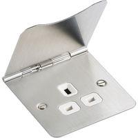 floor sockets 1 gang 13a unswitched socket brushed chrome e32001