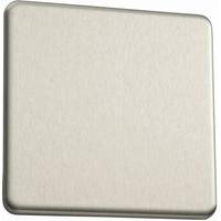 Flatplate screwless 1 Gang Blank Plate Brushed Steel - E32290