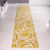 Floral Rose Swirl Mustard Yellow Runner Rug - Milan