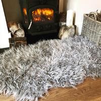 Fluffy Silver Faux Double Sheepskin Rug