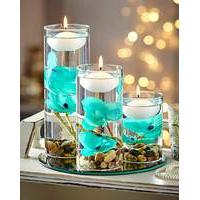 floating candle set aqua