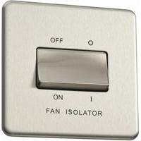 Flatplate screwless 3 Pole 10A Fan Isolator Brushed Steel - E32272