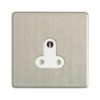 Flatplate screwless 1 Gang 5A Unswitched Socket Outlet Brushed Steel - E32275