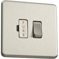 Flatplate screwless 13A DP Switched Fused Spur Brushed Steel - E32276