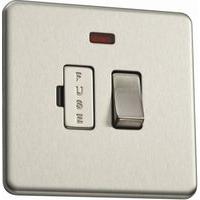 Flatplate screwless 13A DP Switched Fused Spur C/W Neon Brushed Steel - E32277