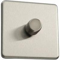 Flatplate screwless 1 Gang 2 Way 400W Dimmer Brushed Steel - E32285