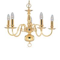 Flemish Polished Brass 5LT Ceiling Light