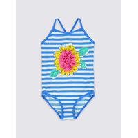 Flower Striped Swimsuit with Lycra Xtra Life(0-5 Years)