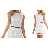 Floral Lace Overlay Mini Dress - 4 Sizes