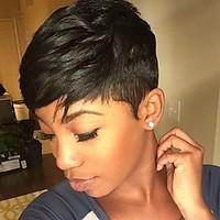 Fluffy Hot Sale Black Short Hair Human Hair Wig