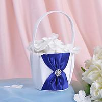 Flower Basket In Satin With Rhinestones And Sash (More Colors) Flower Girl Basket