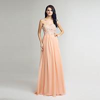 Floor-length Chiffon Bridesmaid Dress - Sheath / Column Sweetheart with Beading