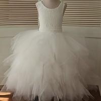 flower girl dress ball gown ankle length lace tulle sleeveless scoop w ...