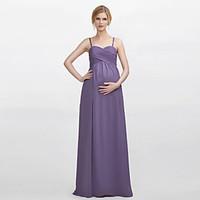 Floor-length Chiffon Bridesmaid Dress - Sheath / Column Spaghetti Straps with Criss Cross