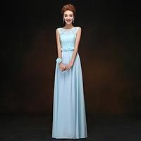 Floor-length Chiffon Bridesmaid Dress - Sheath / Column Scoop with