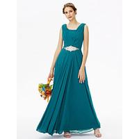 Floor-length Chiffon Elegant Bridesmaid Dress - A-line Scoop with Beading