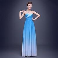 Floor-length Chiffon Color Gradient Bridesmaid Dress - Sheath / Column Sweetheart with Side Draping