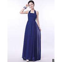 Floor-length Bridesmaid Dress - A-line Halter / One Shoulder / Strapless / V-neck / Straps with