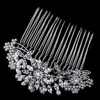 Flashion Charming Wedding Party USA Bride Flower Austria Crystal Pearls Handmake Silver Combs Hair Accessories