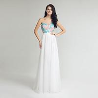 Floor-length Chiffon Bridesmaid Dress - Sheath / Column Sweetheart with Appliques Beading