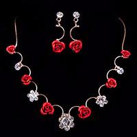 flowers ladieswomens alloy weddingparty jewelry set with rhinestone