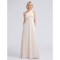 Floor-length Chiffon Bridesmaid Dress - Sheath / Column One Shoulder with Criss Cross / Ruching