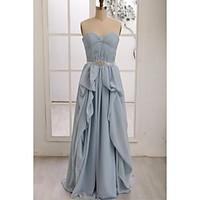 Floor-length Chiffon Bridesmaid Dress - A-line Sweetheart with Draping / Sash / Ribbon