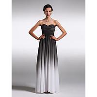 Floor-length Chiffon Color Gradient Bridesmaid Dress - Sheath / Column Strapless / Sweetheart with Criss Cross