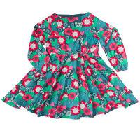 Floral & Elephants Print Dress - Turquoise quality kids boys girls