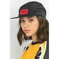 Flat Peak Emblem Nylon Baseball Cap, BLACK