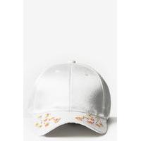 Floral Embroidered Cap - white