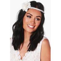Floral Boho Bridal Headband - white