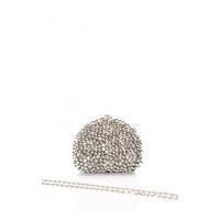 floral rhinestone encrusted clutch bag in silver