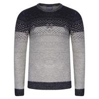 Flake Fairisle Knitted Jumper in Oatgrey / Dark Navy  Seasons Greeting