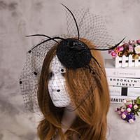 Flower Feather Veil Fascinator Hat Hair Jewelry for Wedding Party