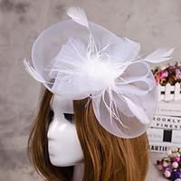 Flower Feather Veil Fascinator Hat Hair Jewelry for Wedding Party