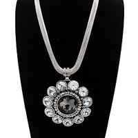 Flower Pendant Crystal Alloy Statement Necklace