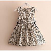 Floral Print Flower Vintage Long Children\'s Princess Dress Children\'s Wear Clothes Summer 2017 Girls Baby Vest Dress Skirt