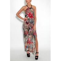 floral print double split maxi dress