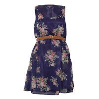Floral Belted Stud Pocket Dress