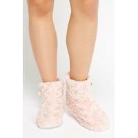 Fluffy Bow Side Slipper Boots